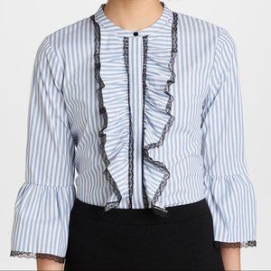 NWOT Karl Lagerfeld Stripe Ruffle Button Up XL